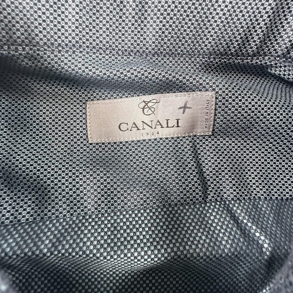 Canali Shirt Mens 18.5 Gray Micro Pattern Cotton Dress Button Front Italy 47 - Picture 5 of 12